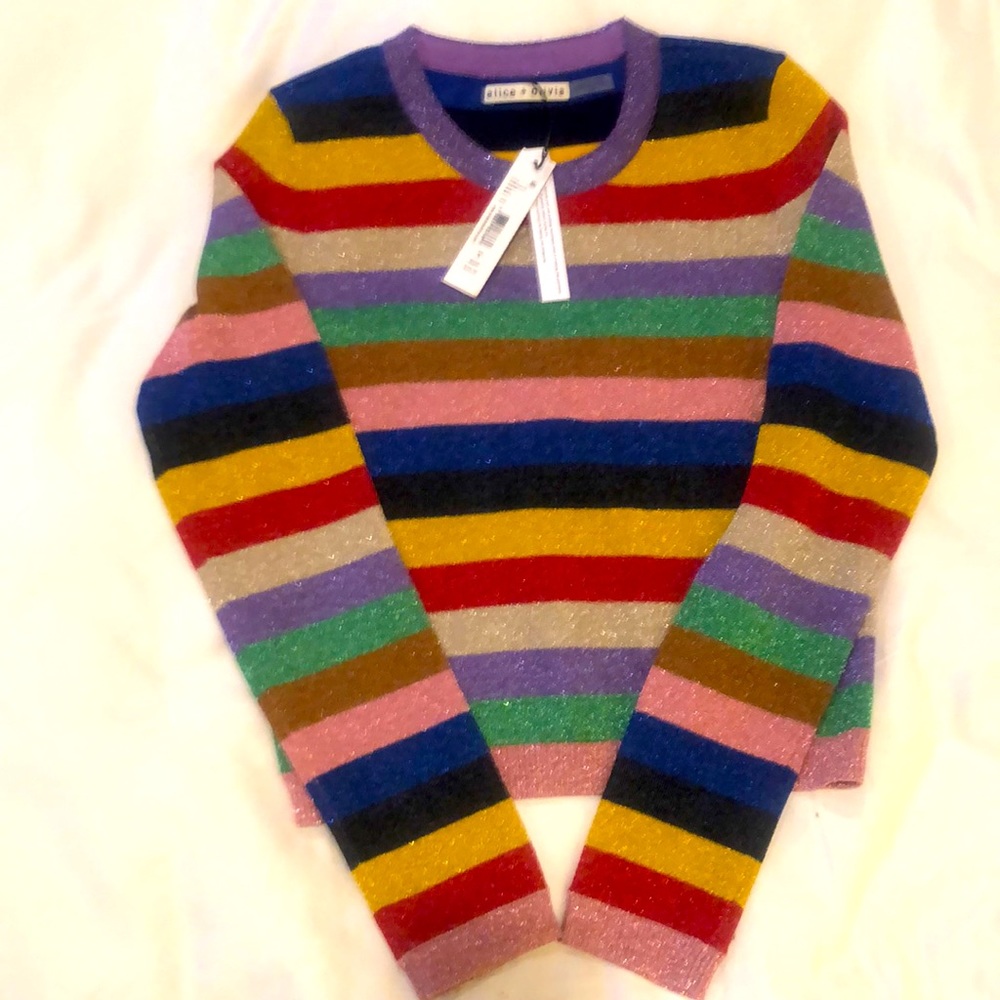 Alice + Olivia long sleeve rainbow sweater. Size small. Never worn.